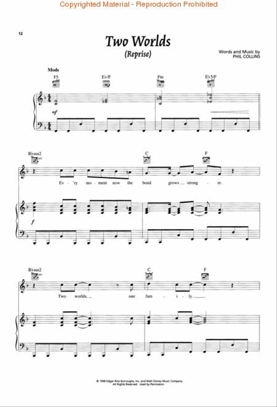 Tarzan Piano, Vocal, Guitar scores gallery preview page 3