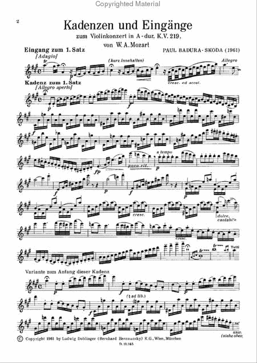 Kadenzen und Eingange Violin Solo scores gallery preview page 2