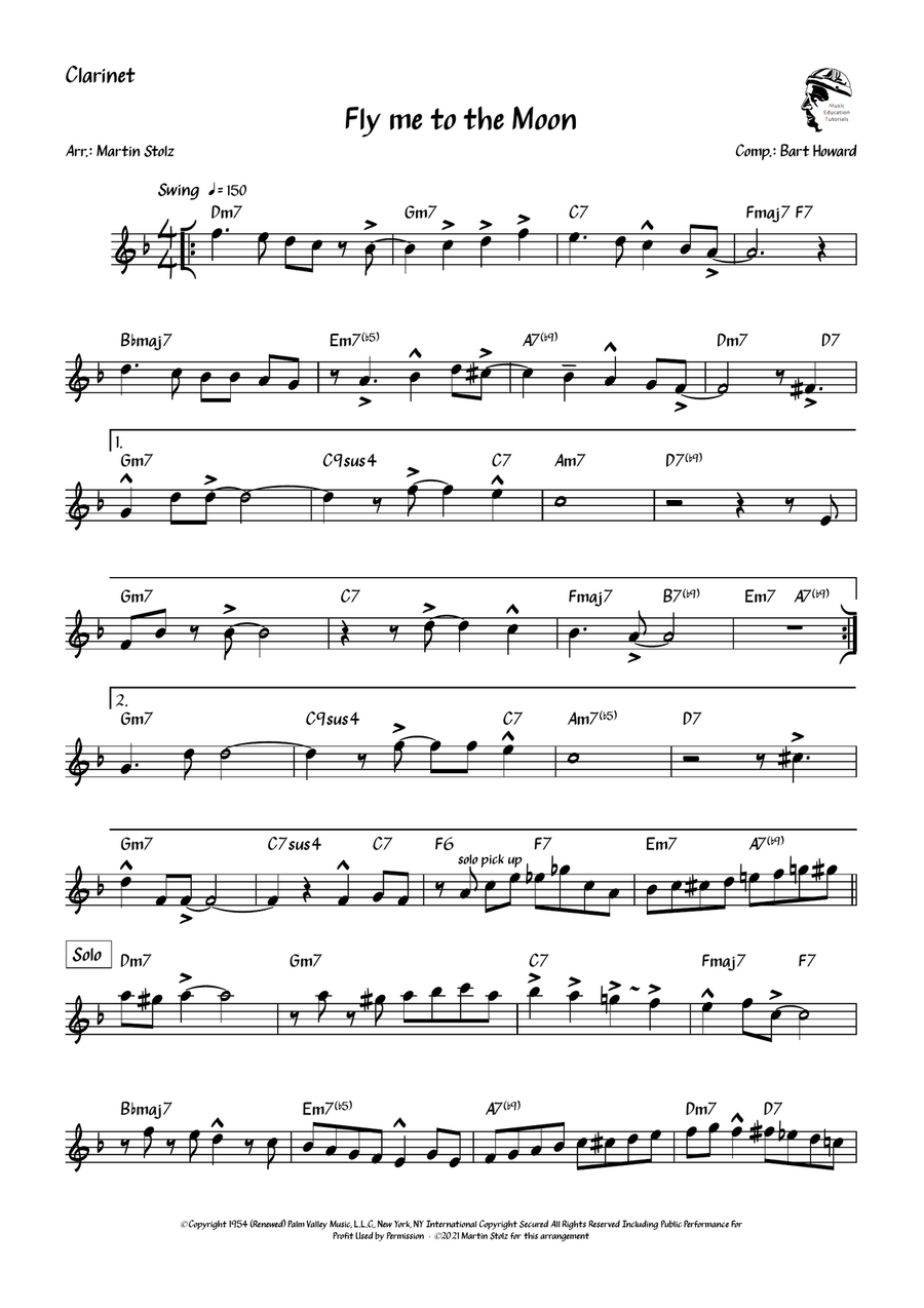 Fly Me To The Moon (In Other Words) B-Flat Clarinet scores gallery preview page 2