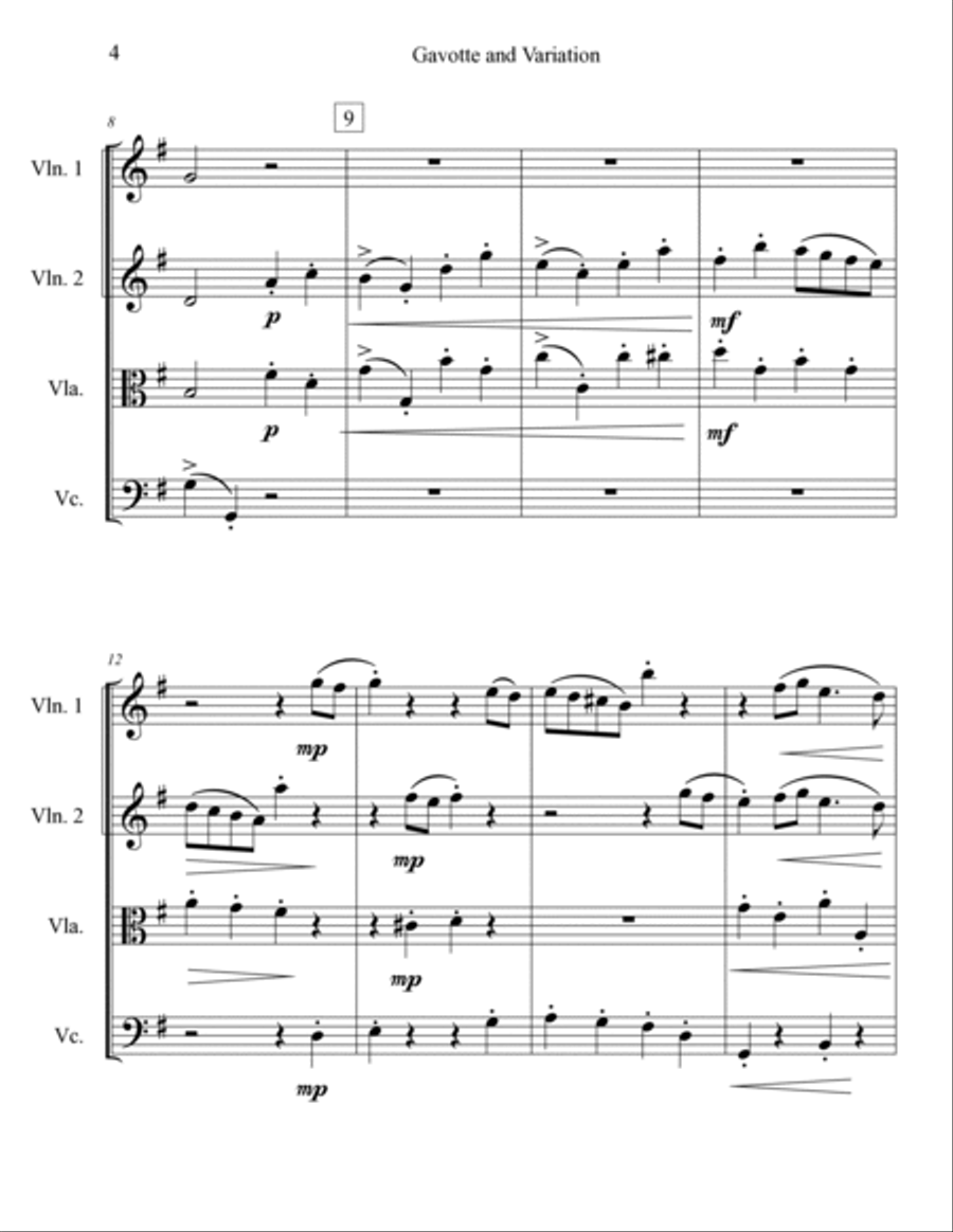 Gavotte and Variation - String Quartet String Quartet scores gallery preview page 4