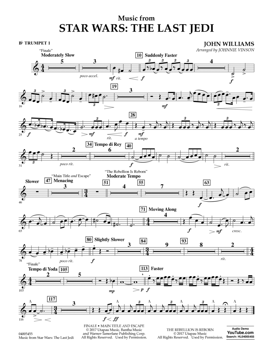 Music from Star Wars: The Last Jedi - Bb Trumpet 1