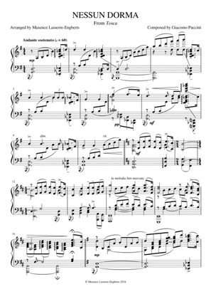 ''Nessun dorma'' for Solo Piano