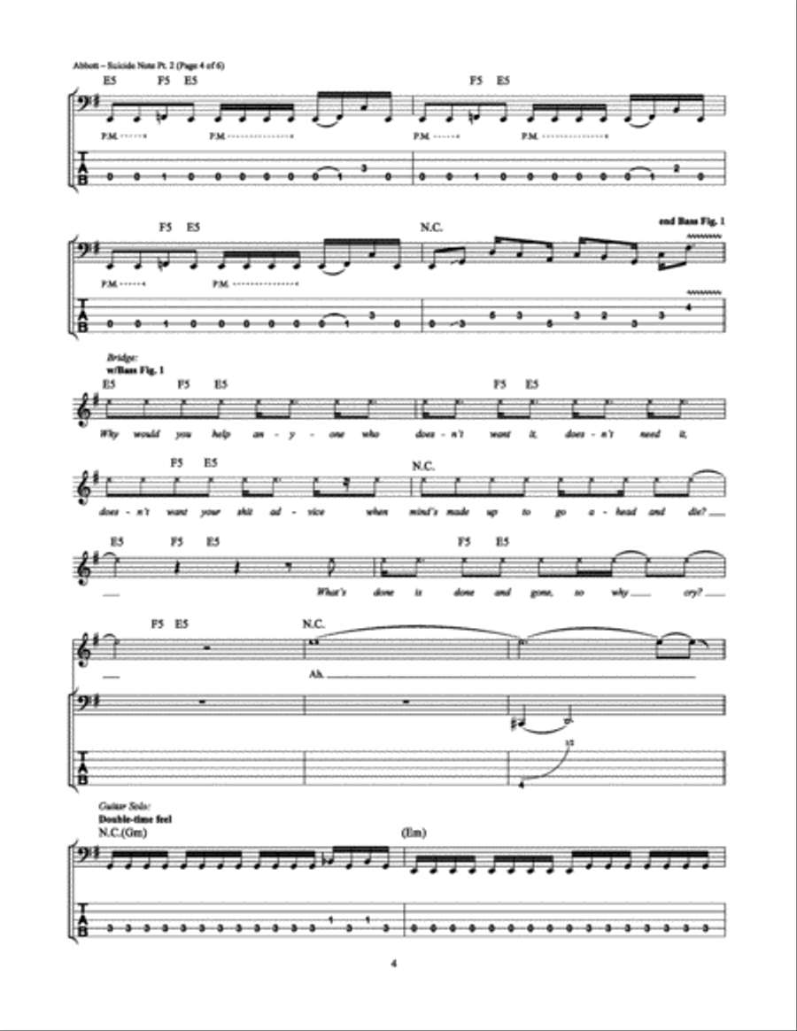 Suicide Note Pt. 2 Suicide Note Pt. 2 Bass Guitar Tablature scores gallery preview page 4