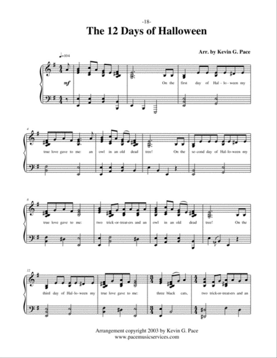 The Twelve Days of Halloween - Halloween Song Unison Choir scores gallery preview page 2