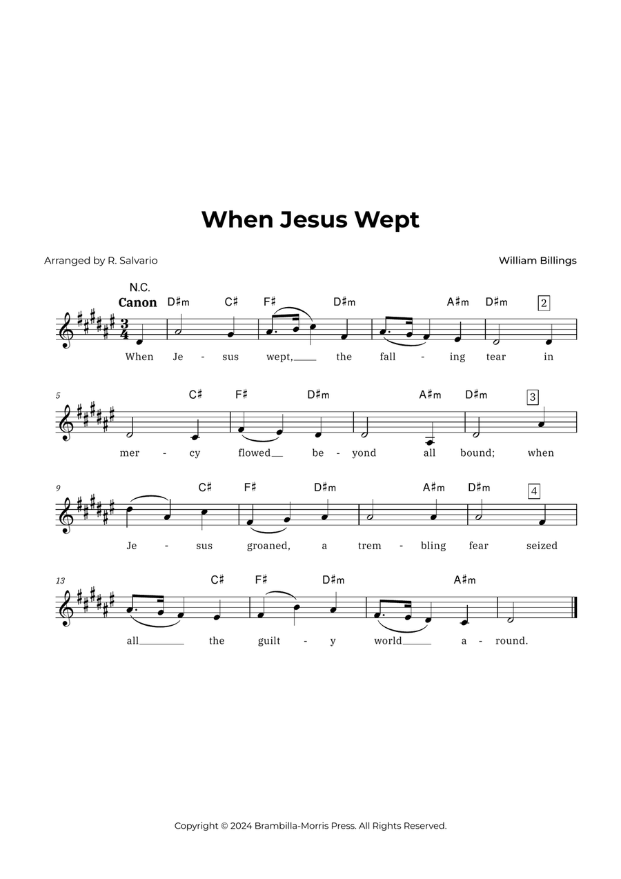 When Jesus Wept (Key of D-Sharp Minor) Piano scores gallery preview page 1