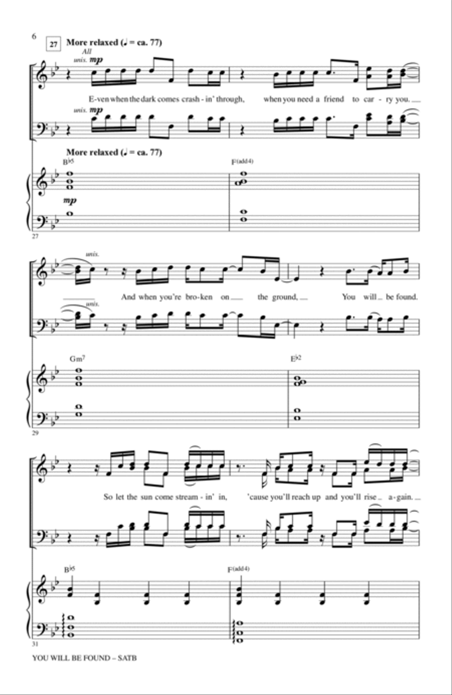 You Will Be Found (from Dear Evan Hansen) (arr. Mac Huff) 4-Part scores gallery preview page 5