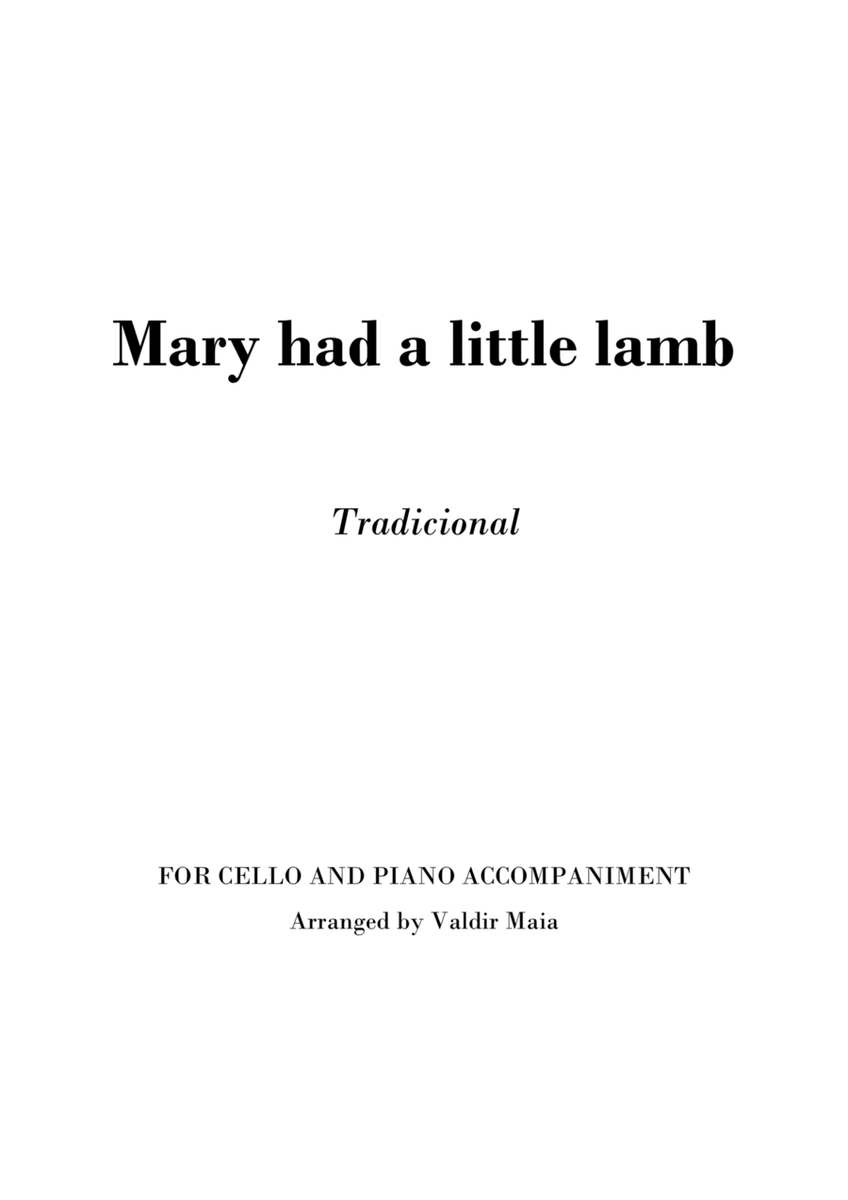 Mary had a little lamb for cello and piano accompaniment image number null