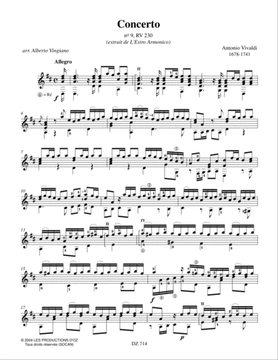 Concerto, no 9, RV 230 Concerto, no 9, RV 230 Classical Guitar scores gallery preview page 3