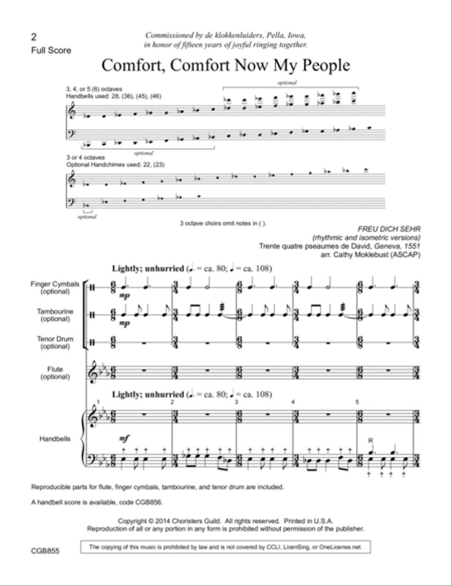 Comfort, Comfort Full Score Handbell Choir scores gallery preview page 2