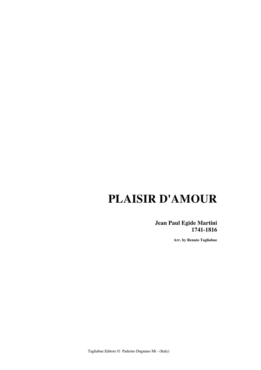 PLAISIR D'AMOUR - Martini - Arr. for Soprano/Tenor (or any instr. in C, Bb, Eb) and Piano 2-Part scores gallery preview page 1