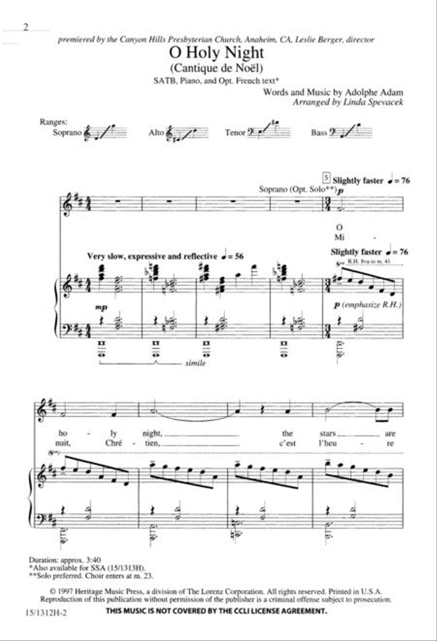 O Holy Night 4-Part scores gallery preview page 2