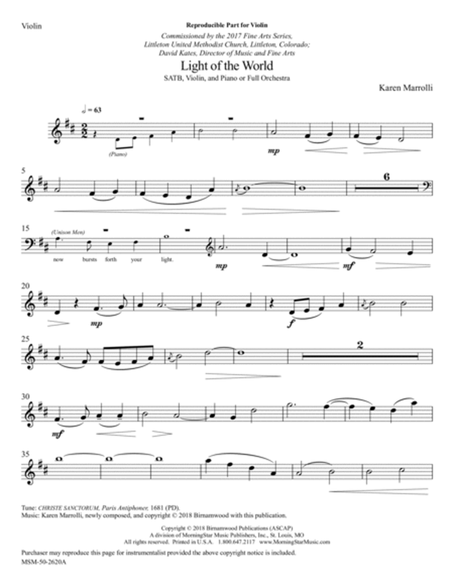Light of the World (Downloadable Violin Part)