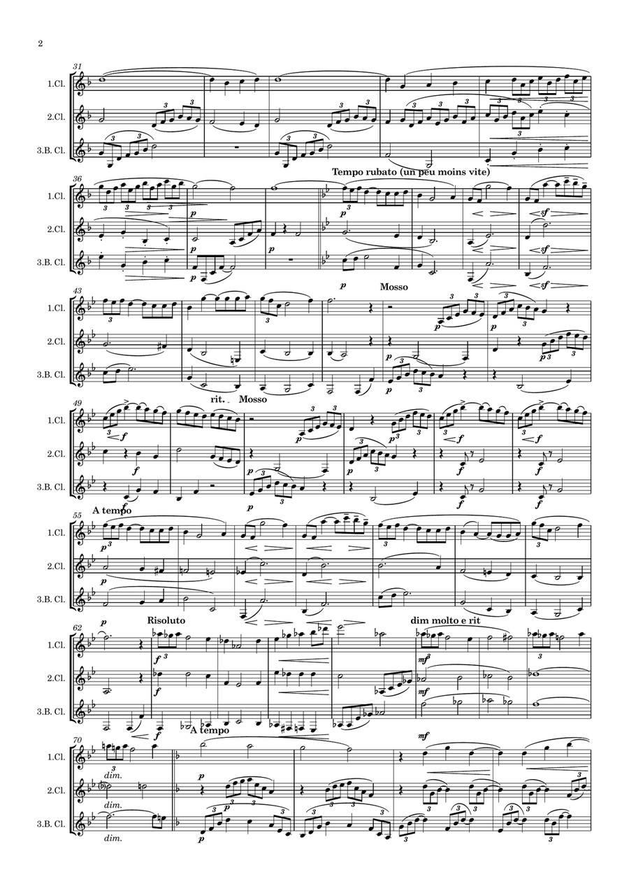 Debussy: Arabesque No.1 - clarinet trio Clarinet Trio scores gallery preview page 3