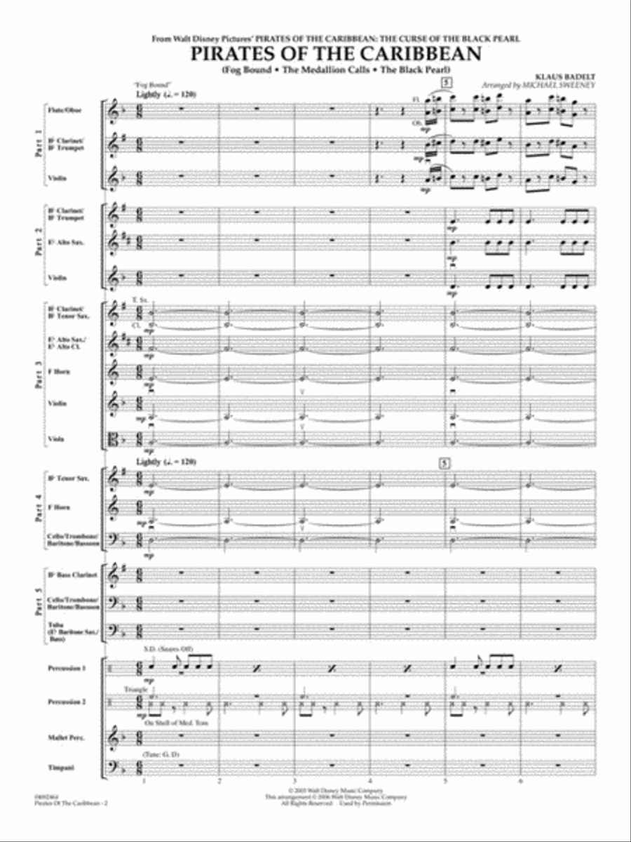 Pirates of the Caribbean Concert Band scores gallery preview page 3