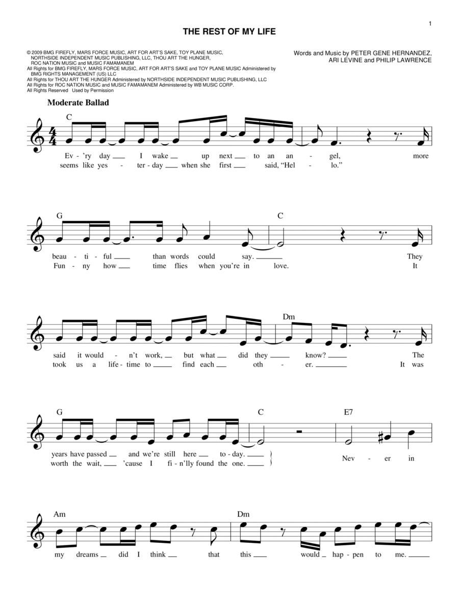 The Rest Of My Life Piano scores gallery preview page 1