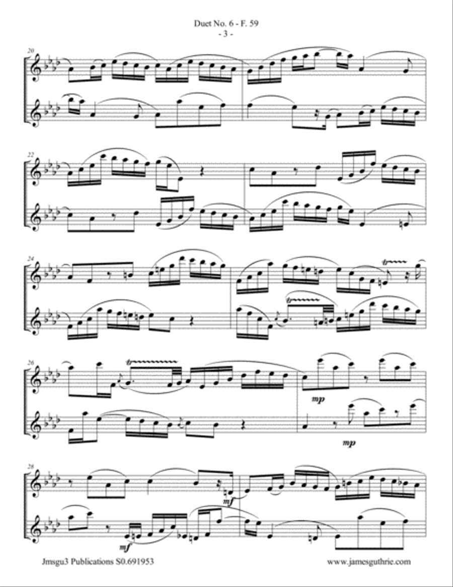 WF Bach: Duet No. 6 for Alto Flute Duo Flute Duet scores gallery preview page 3