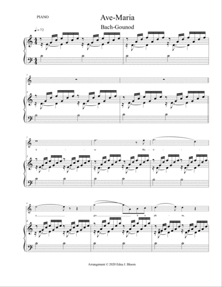 Ave Maria (Bach-Gounod) flute with piano (mp3 accompaniment also available) Flute Solo scores gallery preview page 5