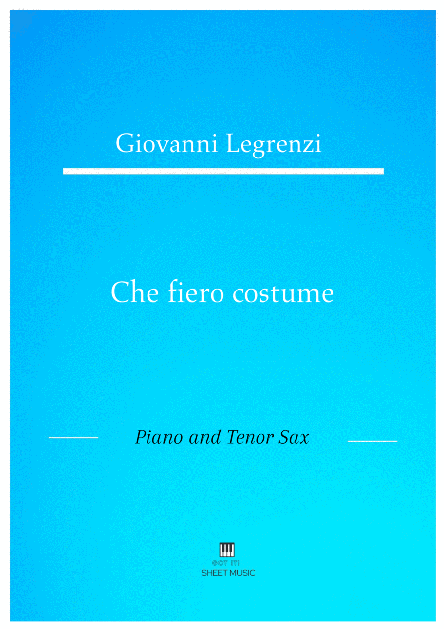 Legrenzi - Che fiero costume (Piano and Tenor Sax) Small Ensemble scores gallery preview page 1