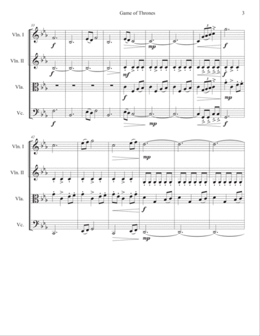 Game Of Thrones String Quartet scores gallery preview page 3