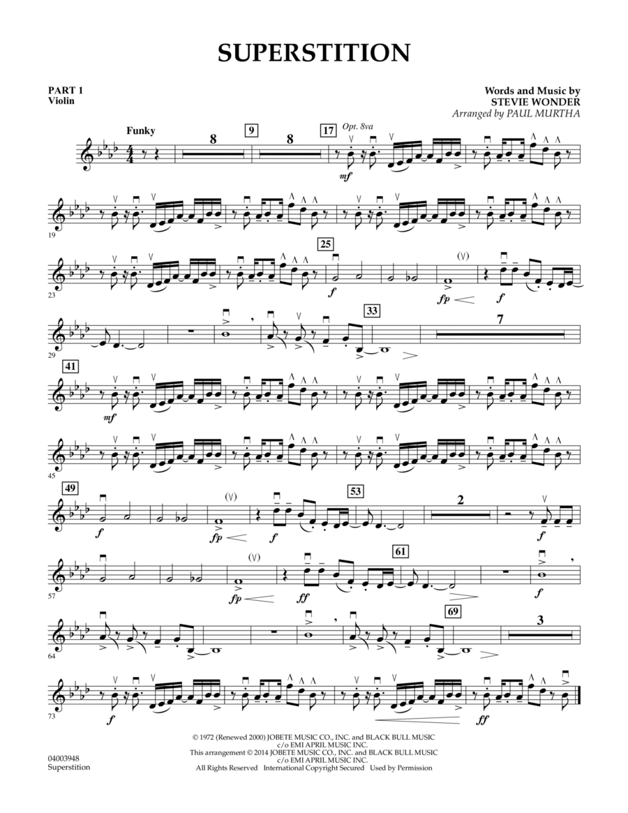 Superstition - Pt.1 - Violin Concert Band scores gallery preview page 1