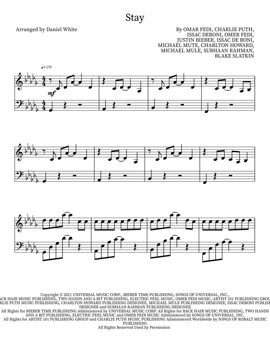 Stay Stay Piano Solo scores gallery preview page 1