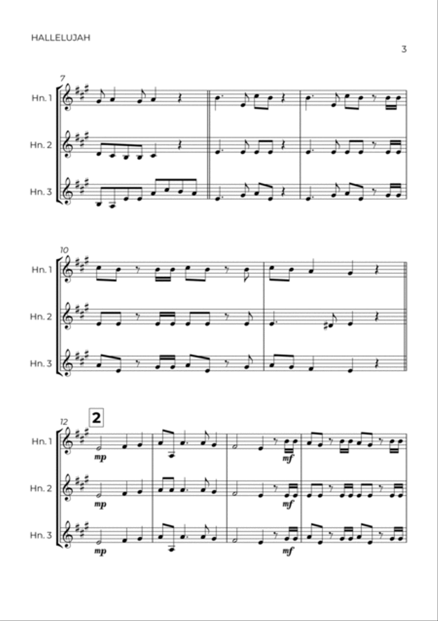 HALLELUJAH - HANDEL - HORN TRIO Woodwind Trio scores gallery preview page 3