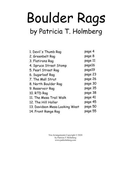 Boulder Rags - Arranged for Flute, Clarinet and Bass Clarinet MASTER SCORE