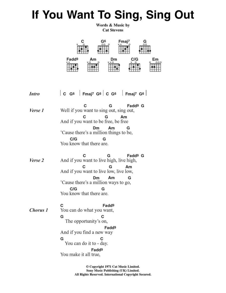 If You Want To Sing Out, Sing Out Acoustic Guitar scores gallery preview page 1