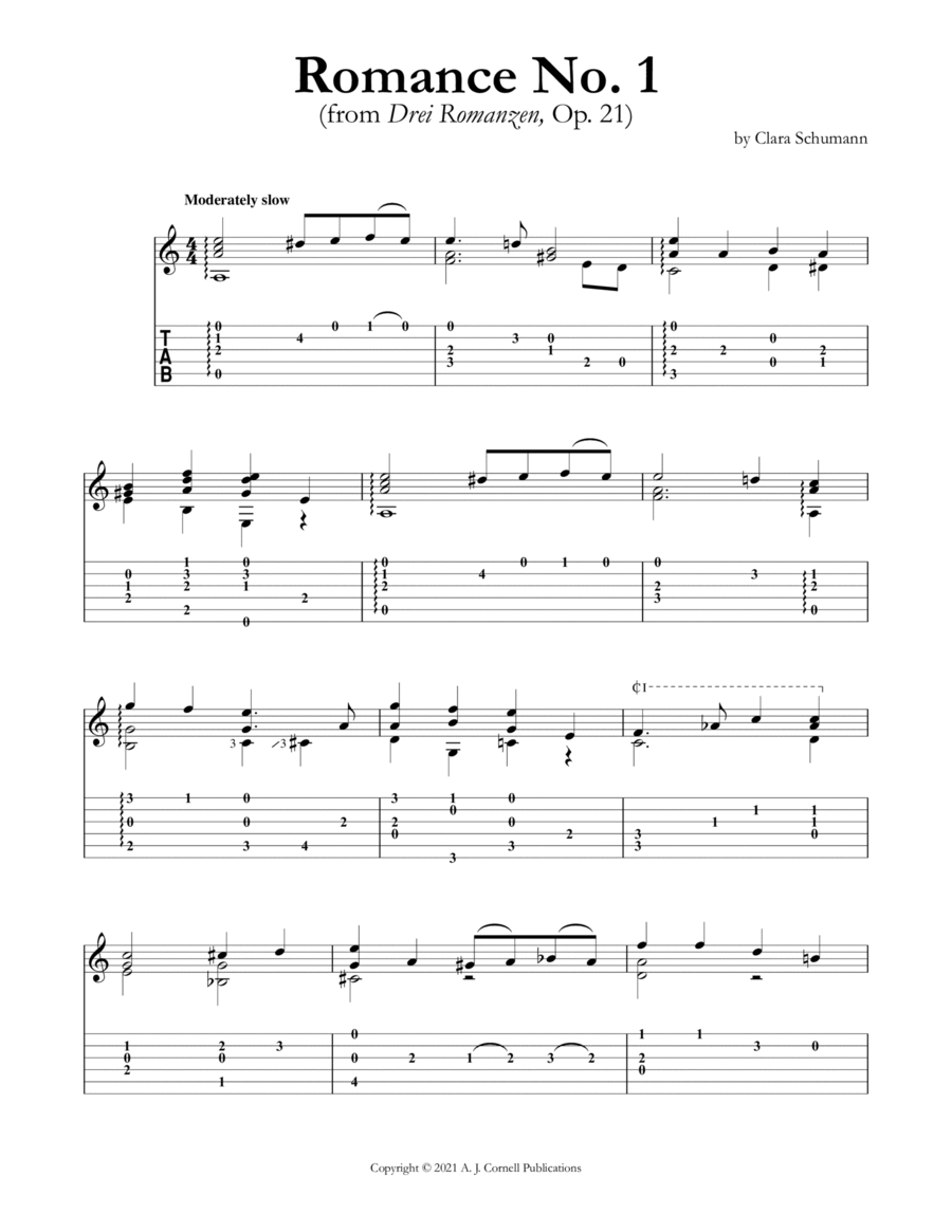 Romance No. 1 Romance No. 1 Classical Guitar scores gallery preview page 1