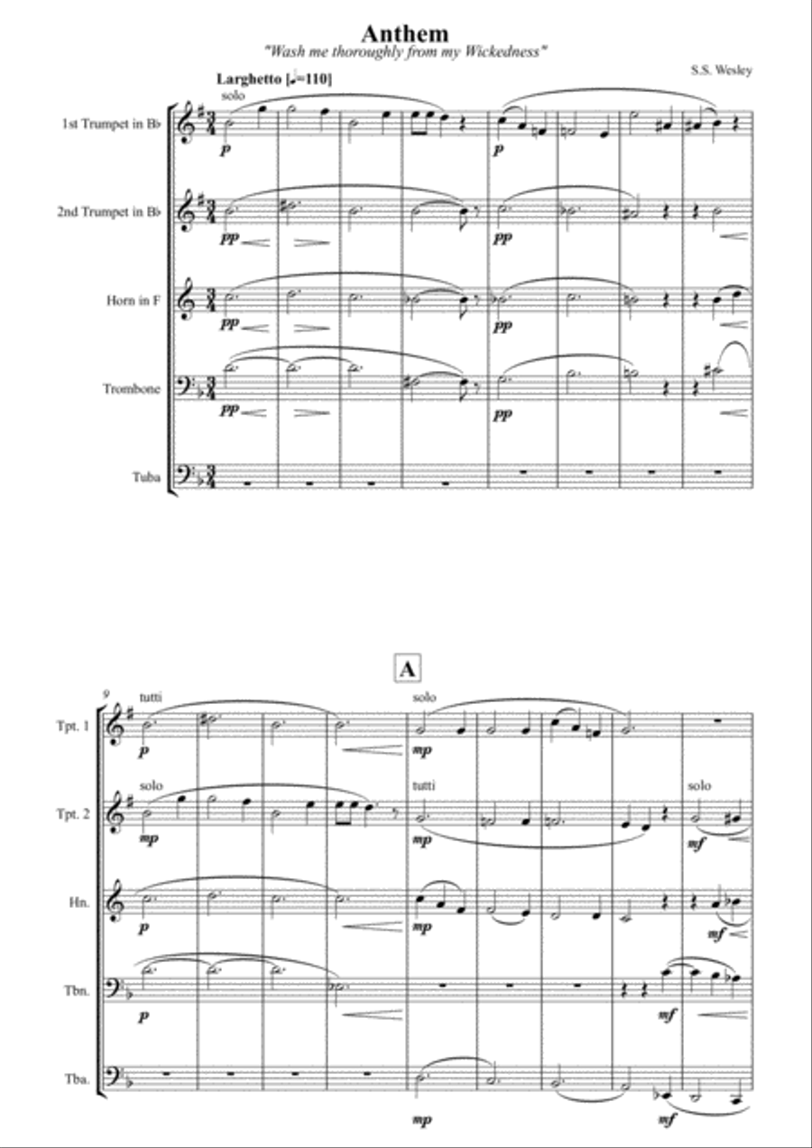 Wash me throughly... Wash me throughly... Brass Ensemble scores gallery preview page 2