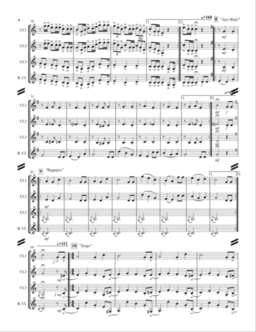 Happy Birthday and Stylistic Variations (for Clarinet Quartet) Clarinet Quartet scores gallery preview page 5