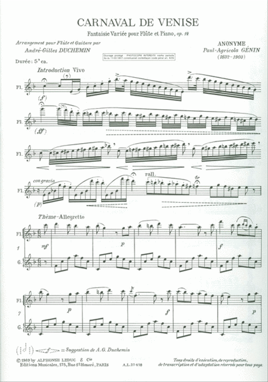Le Carnaval De Venise (flute & Guitar) Flute Solo scores gallery preview page 2