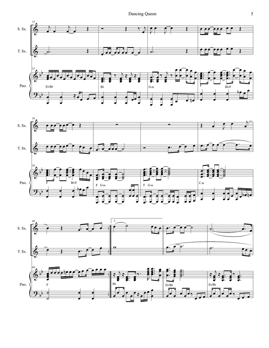 Dancing Queen Woodwind Duet scores gallery preview page 5