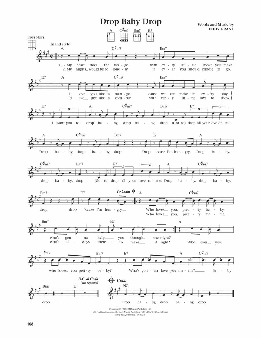 Drop Baby Drop (from The Daily Ukulele) (arr. Jim Beloff) Ukulele scores gallery preview page 1