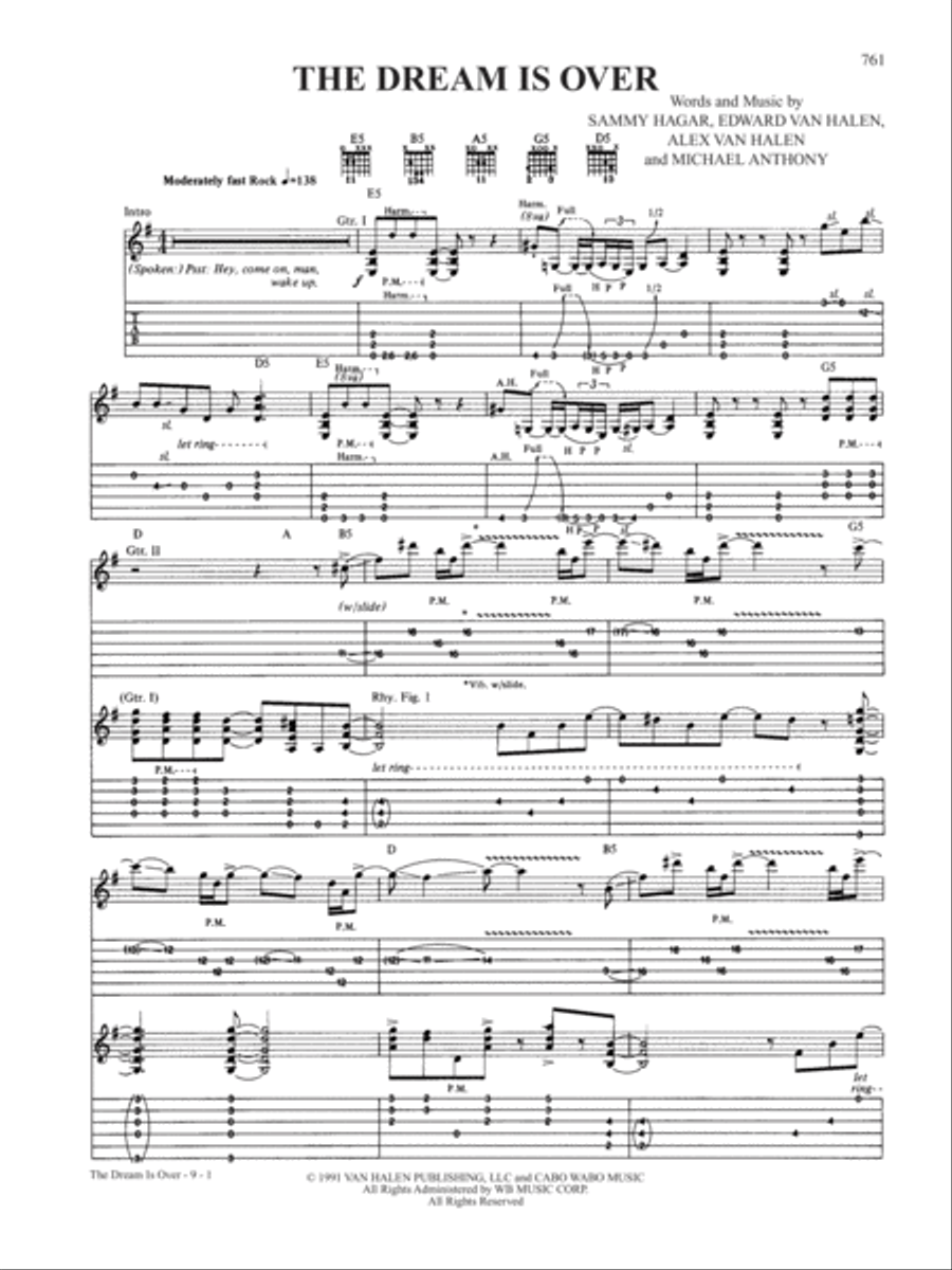 The Dream Is Over Guitar Tablature scores gallery preview page 1