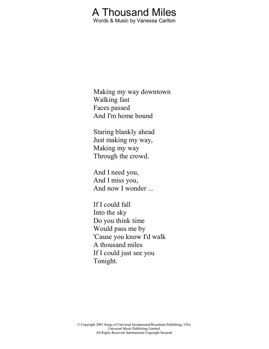 A Thousand Miles Voice scores gallery preview page 1