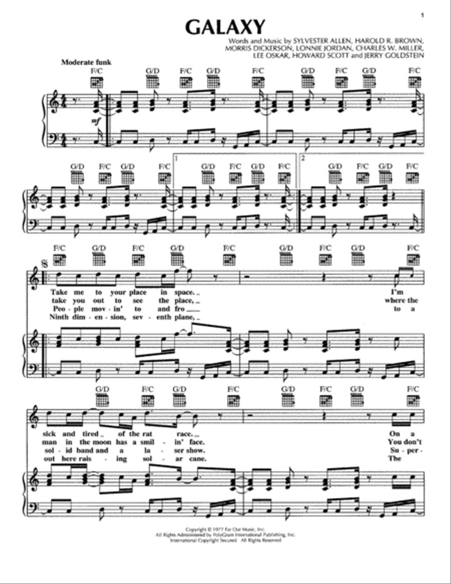 Galaxy Piano, Vocal, Guitar scores gallery preview page 1