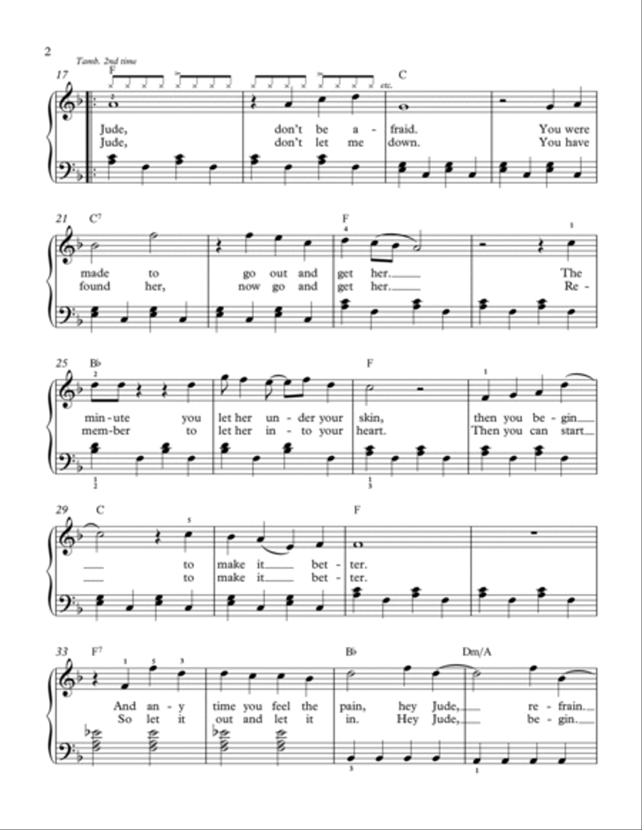 Hey Jude Hey Jude Piano, Vocal, Guitar scores gallery preview page 2
