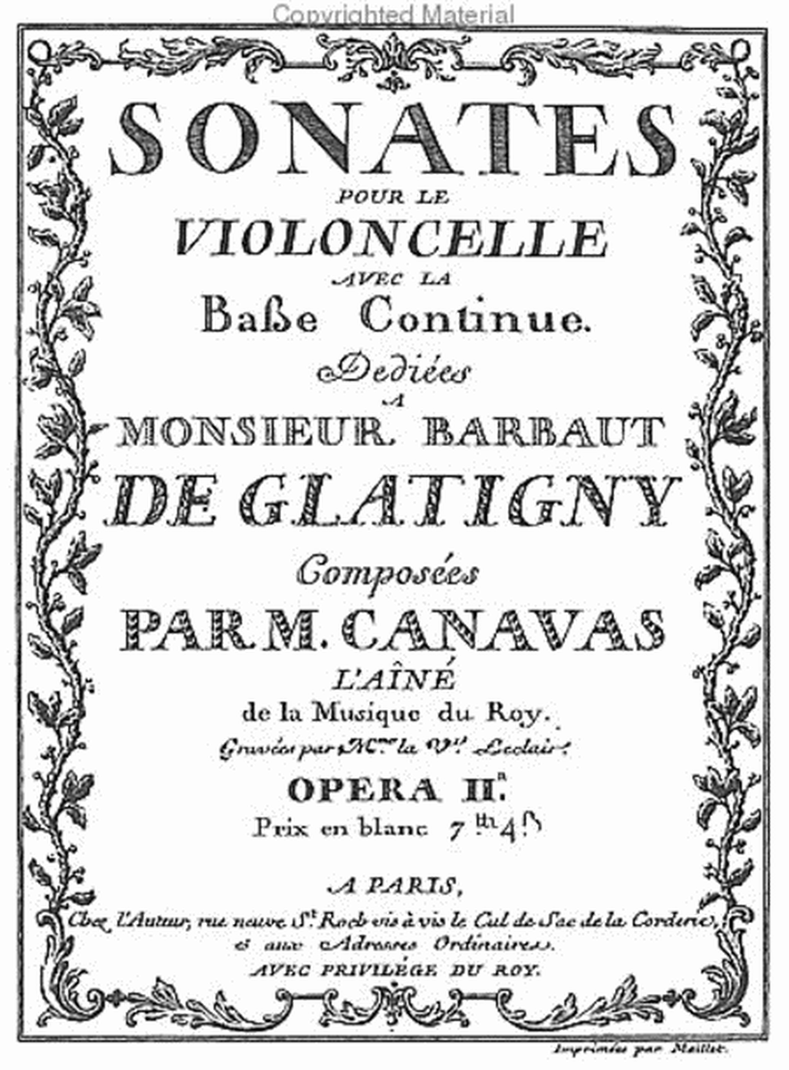 Sonatas for cello with continuo - Opus II