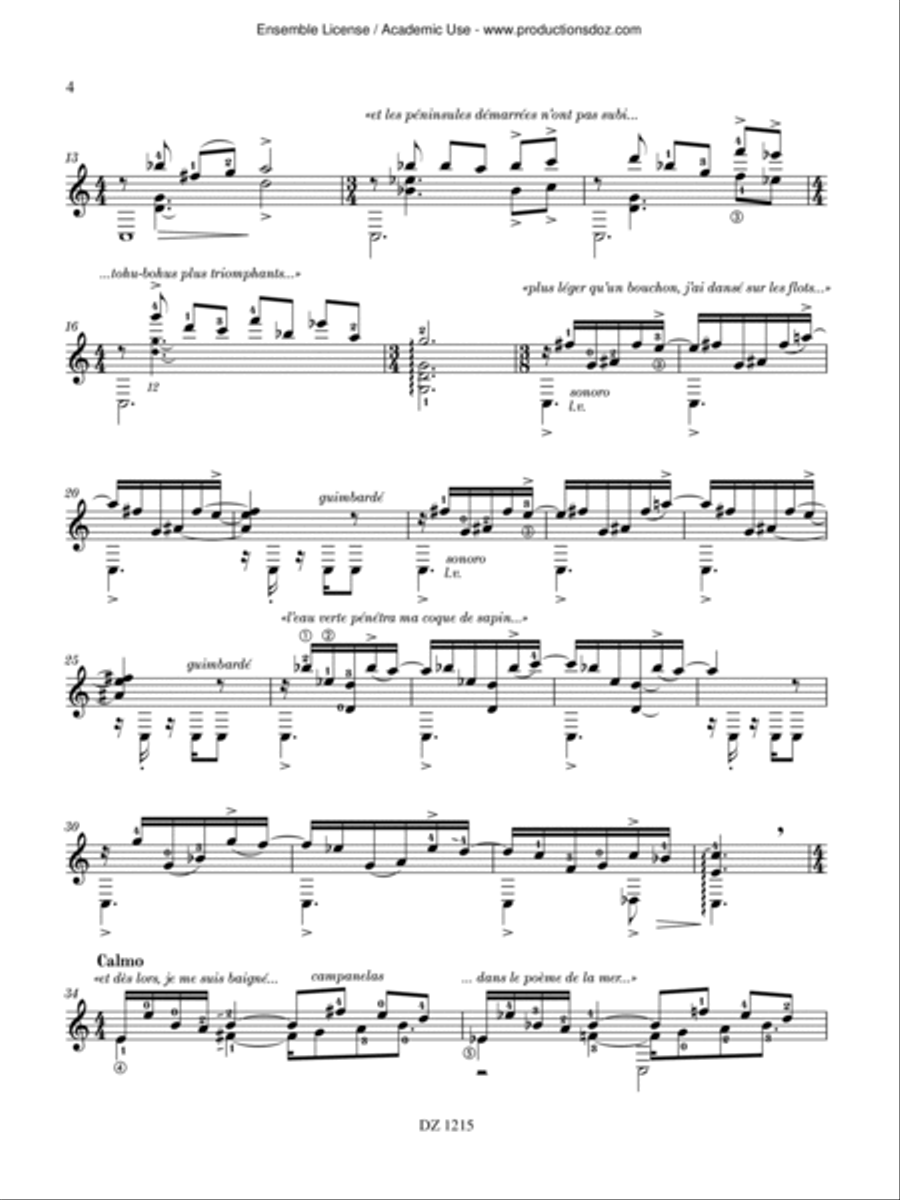 Hommage au Bateau Ivre Classical Guitar scores gallery preview page 4