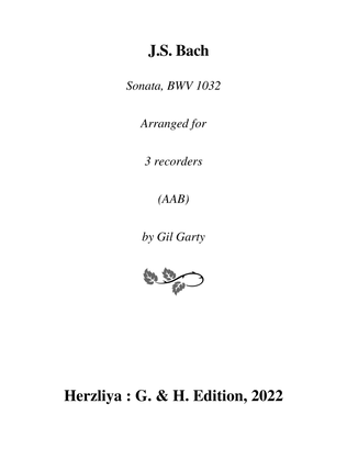 Sonata, BWV 1032 (arranged for 3 recorders (AAB))