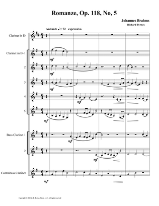 Johannes Brahms – Romanze, Op. 118, No. 5 Clarinet Nonet)