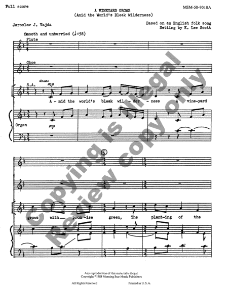 A Vineyard Grows (Full Score and Instrumental Parts)