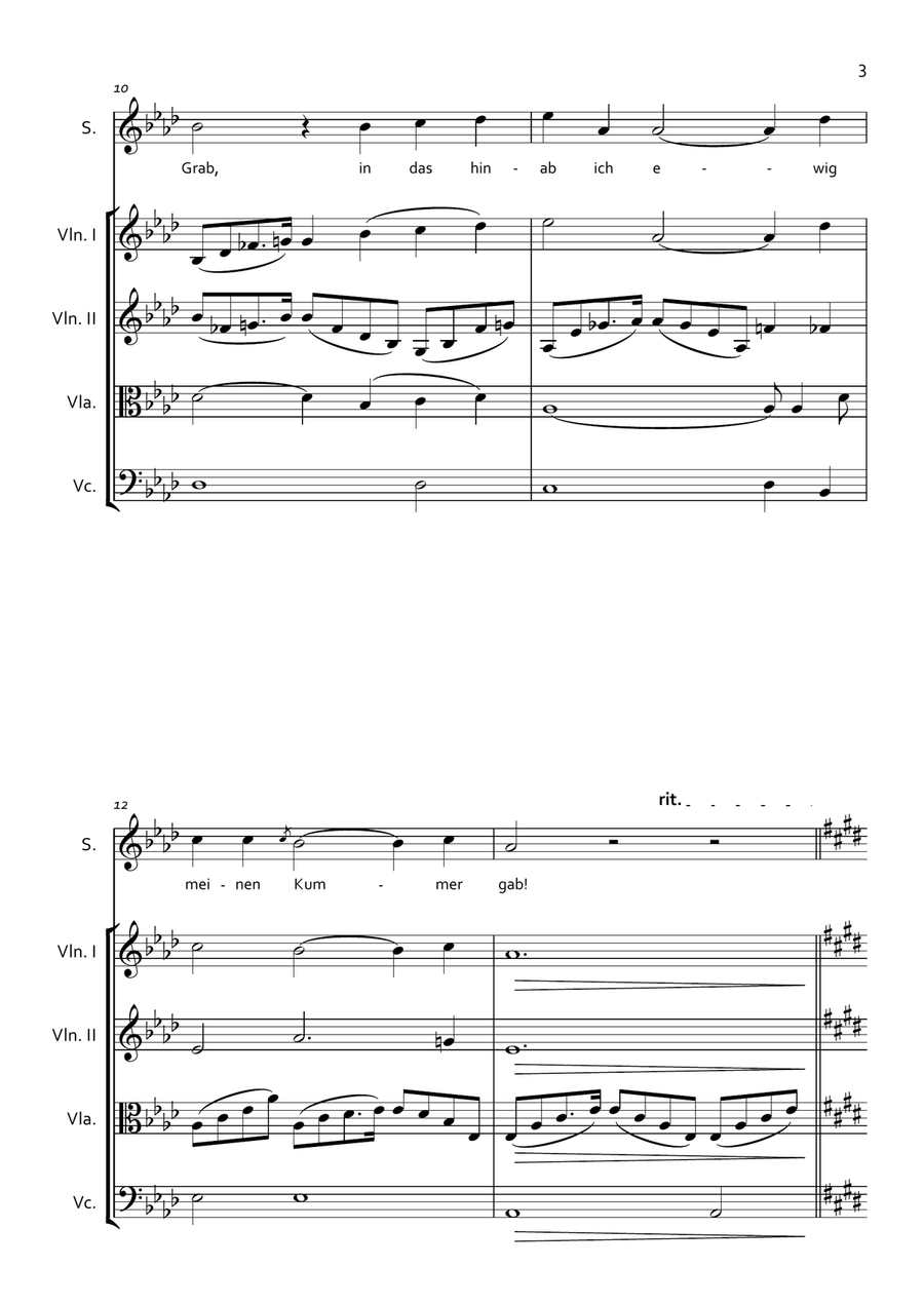 Schumann - Widmung (A flat Maj.) for Soprano and String Quartet String Quartet scores gallery preview page 3
