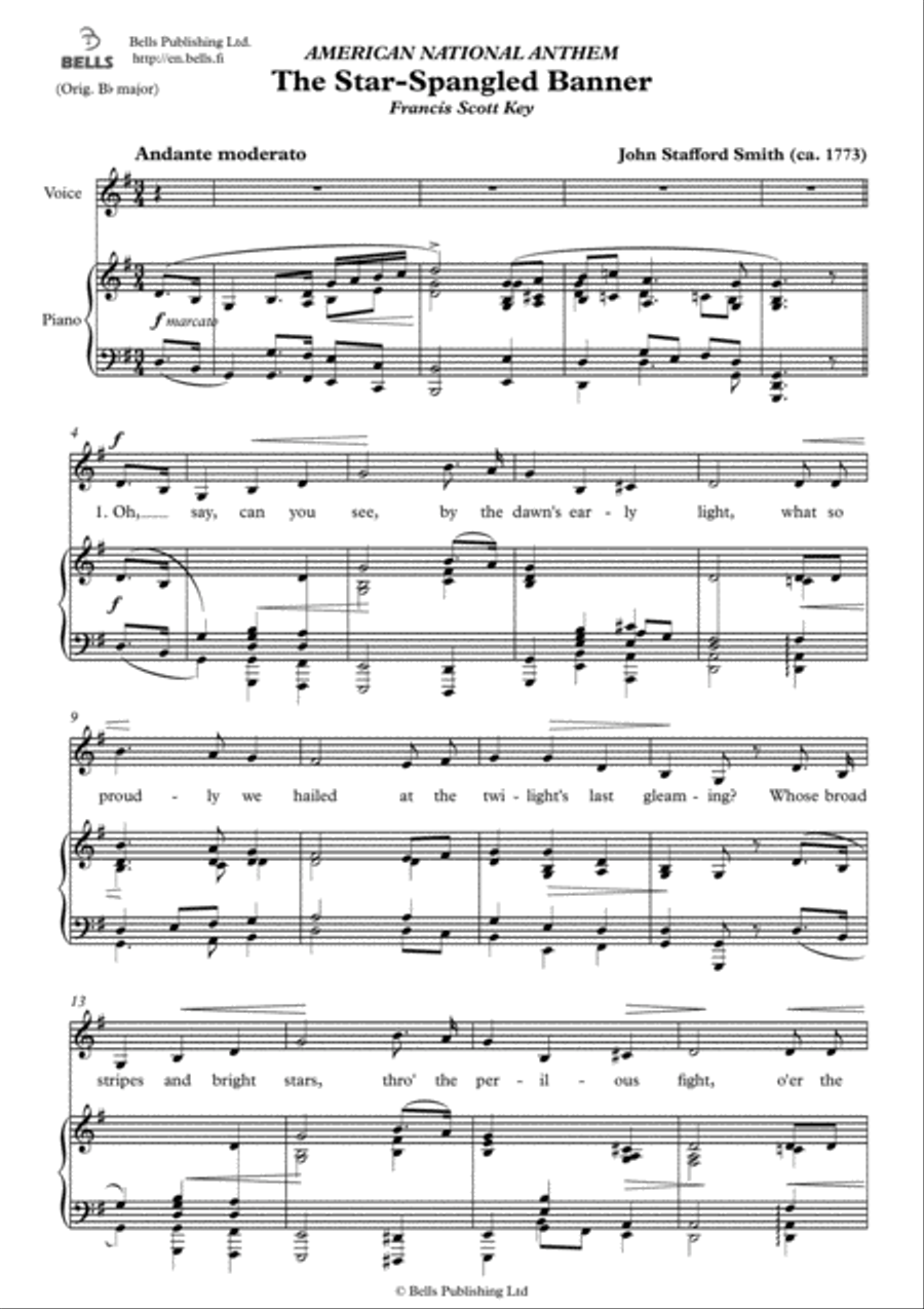 The Star-Spangled Banner (G Major) Voice Solo scores gallery preview page 1