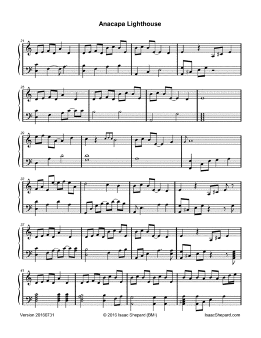 Anacapa Lighthouse Piano Solo scores gallery preview page 3