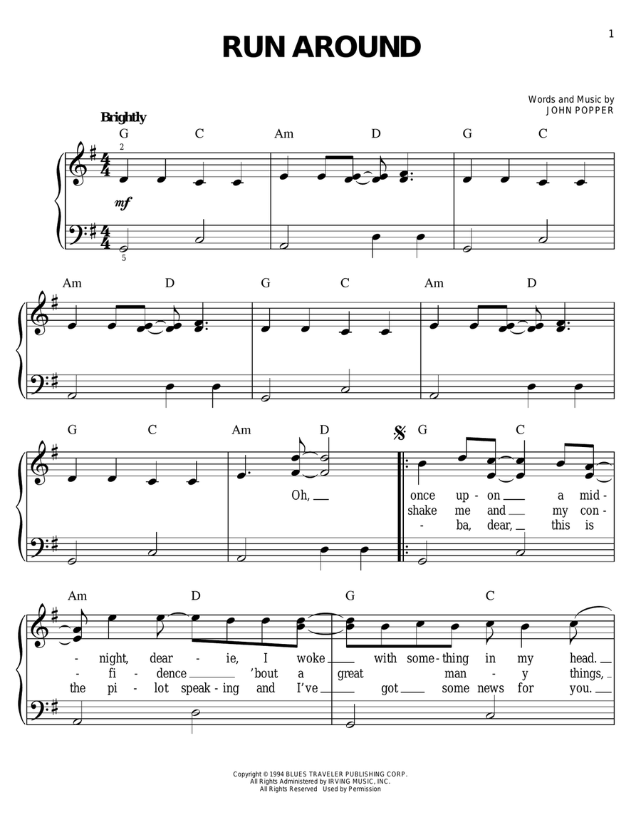 Run Around Run Around Easy Piano scores gallery preview page 1
