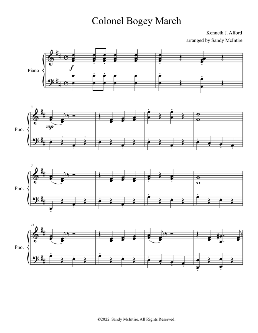 Colonel Bogey March Piano Method scores gallery preview page 1