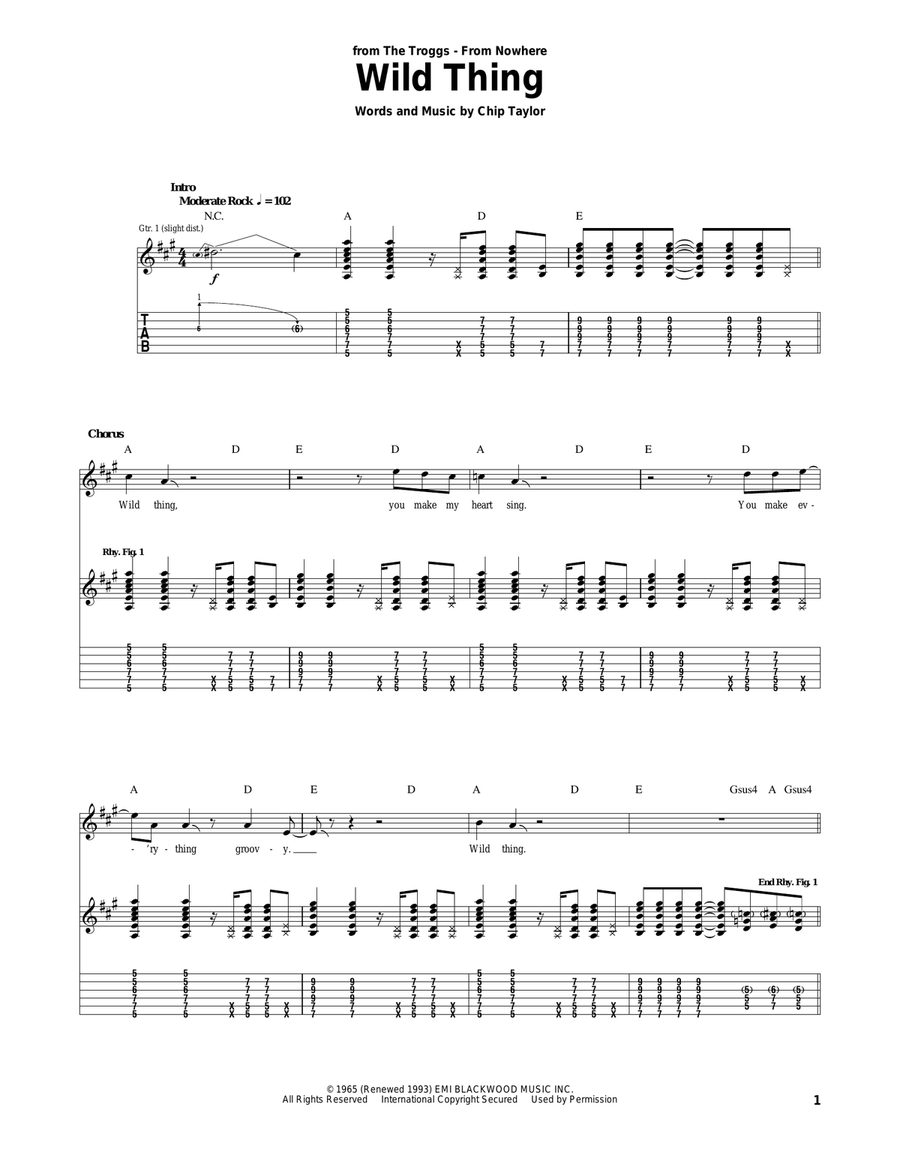 Wild Thing Acoustic Guitar scores gallery preview page 1