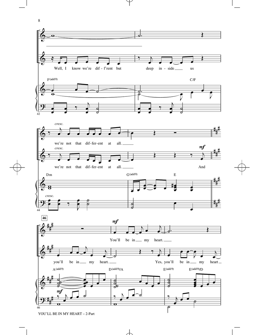 You'll Be In My Heart (from Tarzan) (arr. Roger Emerson) 2-Part scores gallery preview page 6